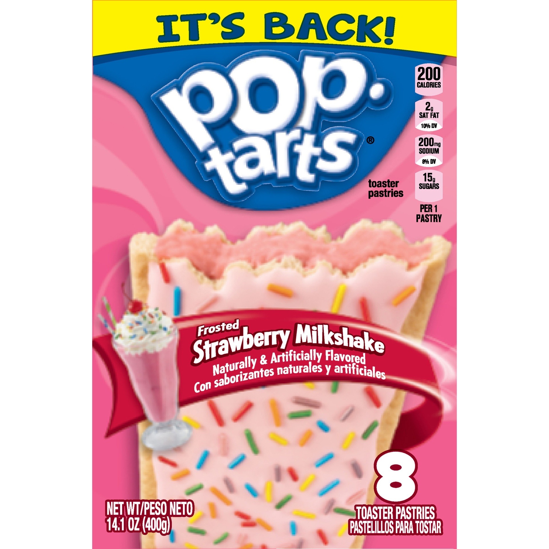 slide 1 of 8, Kellogg's Pop-Tarts Strawberry Milkshake 8c, 13.5 oz