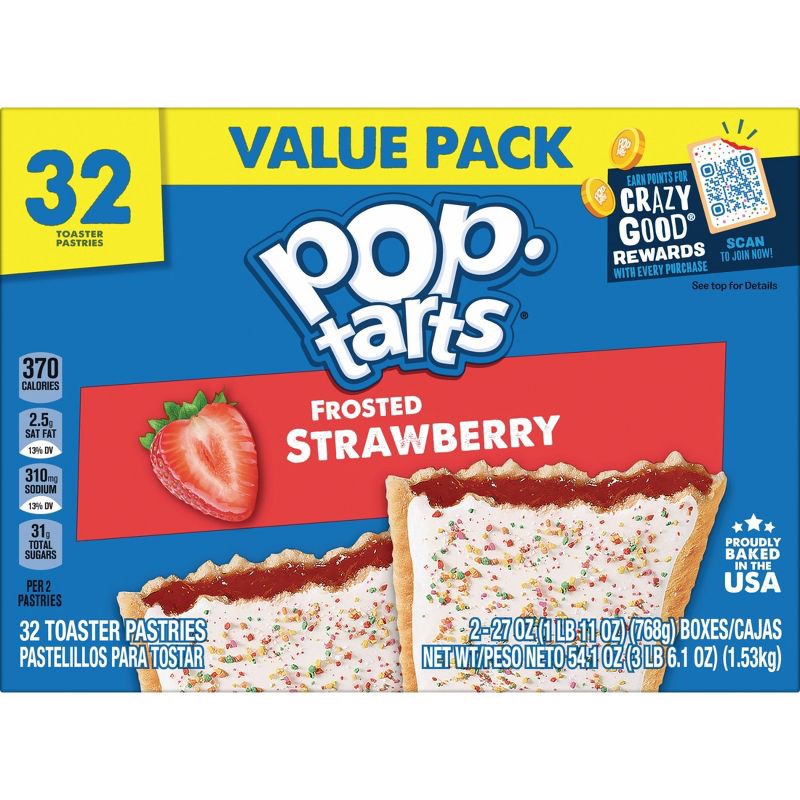 slide 10 of 11, Pop-Tarts Frosted Strawberry Pastries - 32ct / 54.1oz, 32 ct, 54.1 oz
