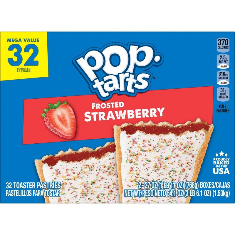 slide 10 of 11, Pop-Tarts Frosted Strawberry Pastries - 32ct / 54.1oz, 32 ct, 54.1 oz