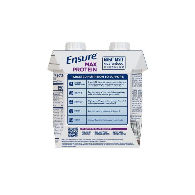 slide 2 of 12, Ensure Max Protein Nutrition Shake Milk Chocolate Non-Caffeinated - 30g Protein - 11 fl oz/4pk, 30 gram, 11 fl oz, 4 ct