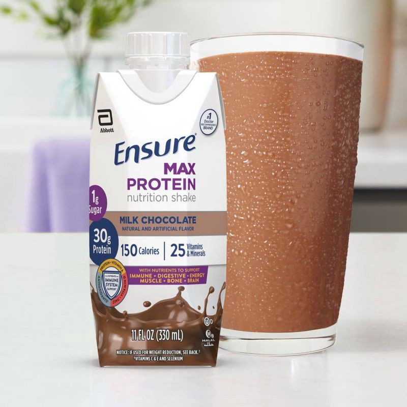 slide 12 of 12, Ensure Max 30g Protein Nutrition Shake - Chocolate - 44 fl oz/4pk, 30 gram, 44 fl oz, 4 ct