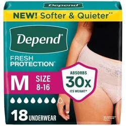 Depend Fresh Protection Adult Incontinence & Postpartum Underwear for Women - Maximum Absorbency - M - Blush - 18ct
