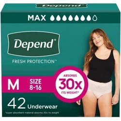 Depend Fresh Protection Adult Incontinence & Postpartum Underwear for Women - Maximum Absorbency - M - Blush - 42ct