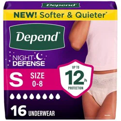 Depend Night Defense Adult Incontinence Underwear for Women - Overnight Absorbency - S - Blush - 16ct