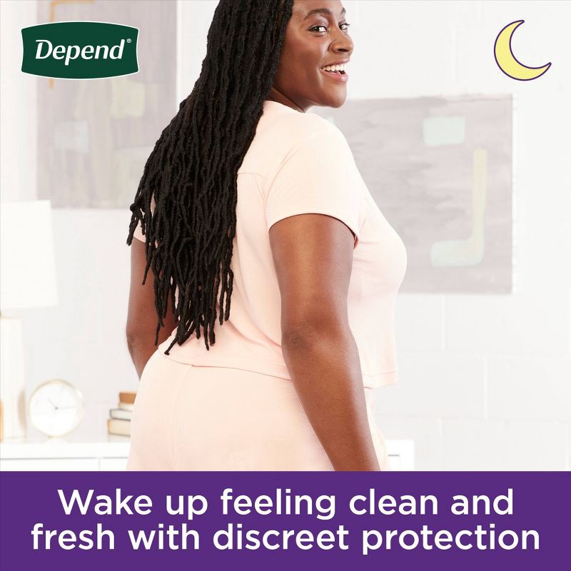 slide 8 of 8, Depend Night Defense Adult Incontinence Underwear for Women - Overnight Absorbency - M - Blush - 15ct, 15 ct