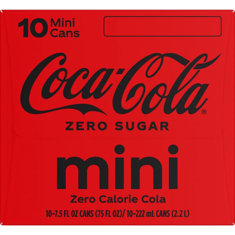 slide 3 of 5, Coca-Cola Zero Sugar Soda - 10pk/7.5 fl oz Mini-Cans, 10 ct; 7.5 fl oz