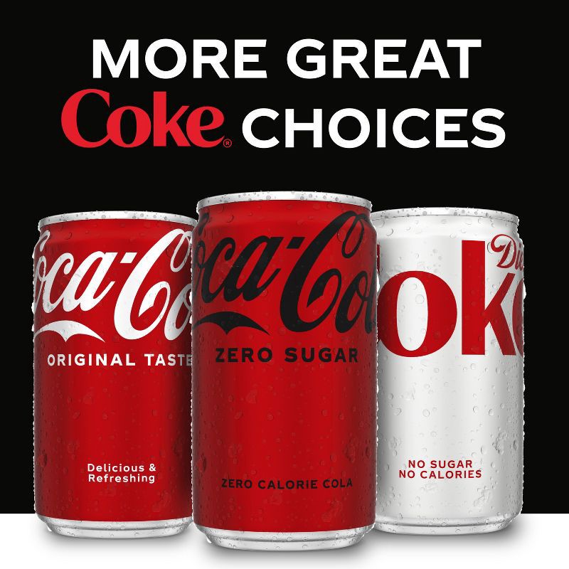 slide 7 of 8, Coca-Cola Zero Sugar Soda - 10pk/7.5 fl oz Mini-Cans, 10 ct; 7.5 fl oz