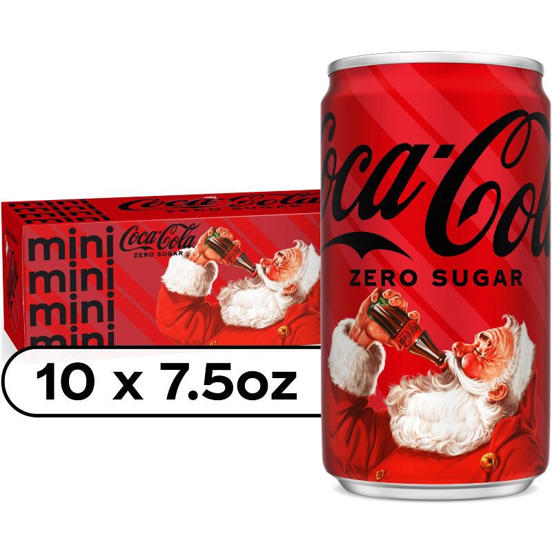 slide 1 of 7, Coca-Cola Zero Sugar Soda - 10pk/7.5 fl oz Mini-Cans, 10 ct; 7.5 fl oz
