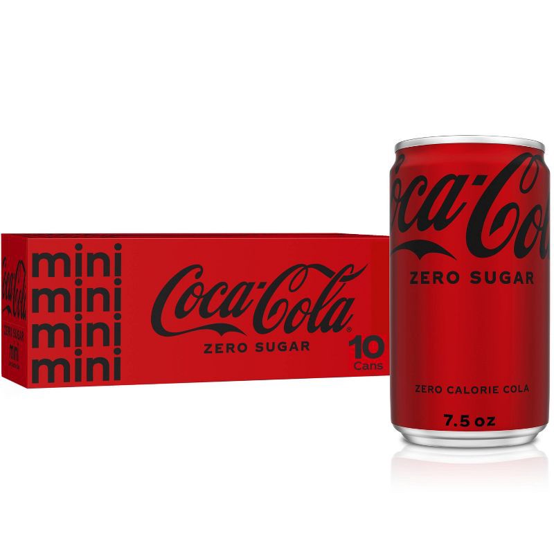 slide 1 of 5, Coca-Cola Zero Sugar - 10pk/7.5 fl oz Mini-Cans, 10 ct; 7.5 fl oz