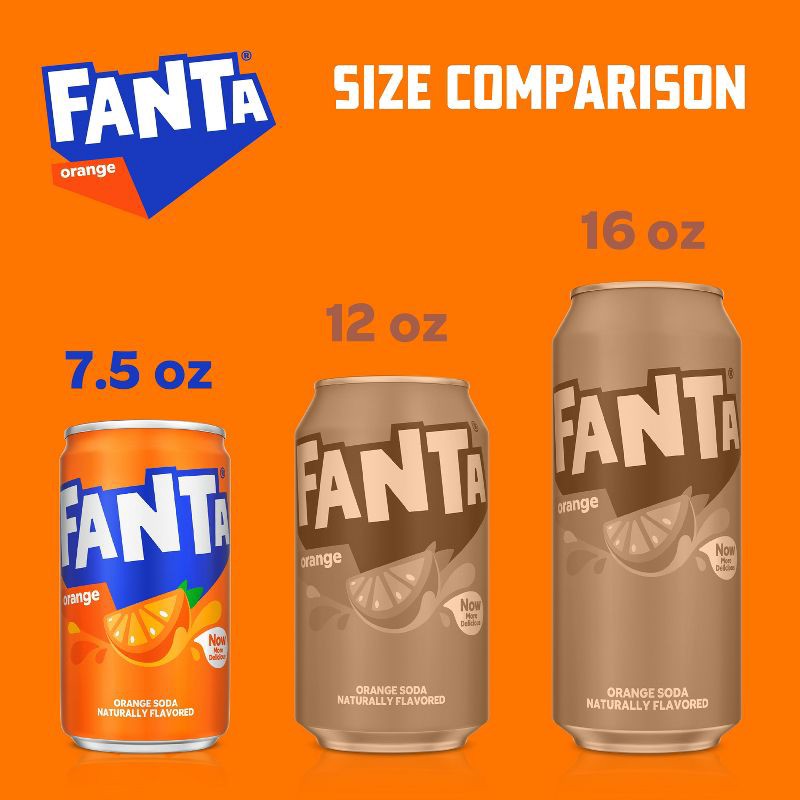 slide 2 of 6, Fanta Orange Soda - 10pk/7.5 fl oz Mini-Cans, 10 ct; 7.5 fl oz