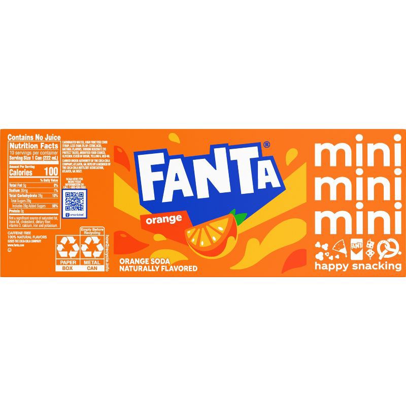 slide 6 of 6, Fanta Orange Soda - 10pk/7.5 fl oz Mini-Cans, 10 ct; 7.5 fl oz