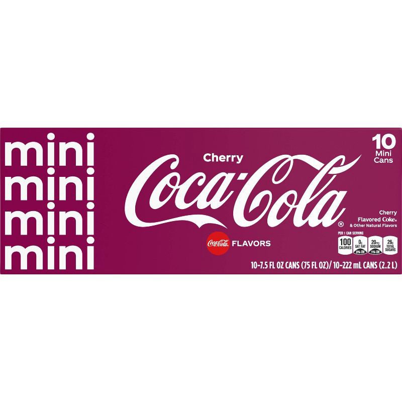 slide 2 of 6, Coca-Cola Cherry - 10pk/7.5 fl oz Mini-Cans, 10 ct; 7.5 fl oz