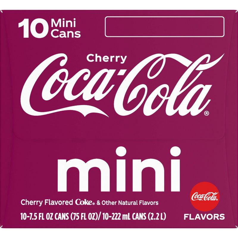 slide 3 of 6, Coca-Cola Cherry - 10pk/7.5 fl oz Mini-Cans, 10 ct; 7.5 fl oz
