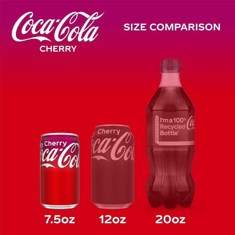 slide 4 of 8, Coca-Cola Cherry Soda - 10pk/7.5 fl oz Mini-Cans, 10 ct; 7.5 fl oz