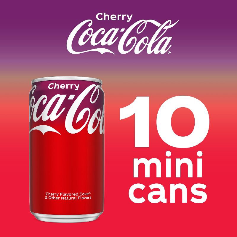 slide 5 of 6, Coca-Cola Cherry Soda - 10pk/7.5 fl oz Mini-Cans, 10 ct; 7.5 fl oz