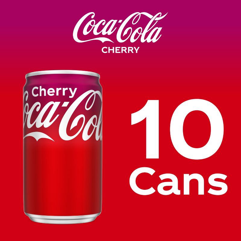 slide 5 of 8, Coca-Cola Cherry Soda - 10pk/7.5 fl oz Mini-Cans, 10 ct; 7.5 fl oz