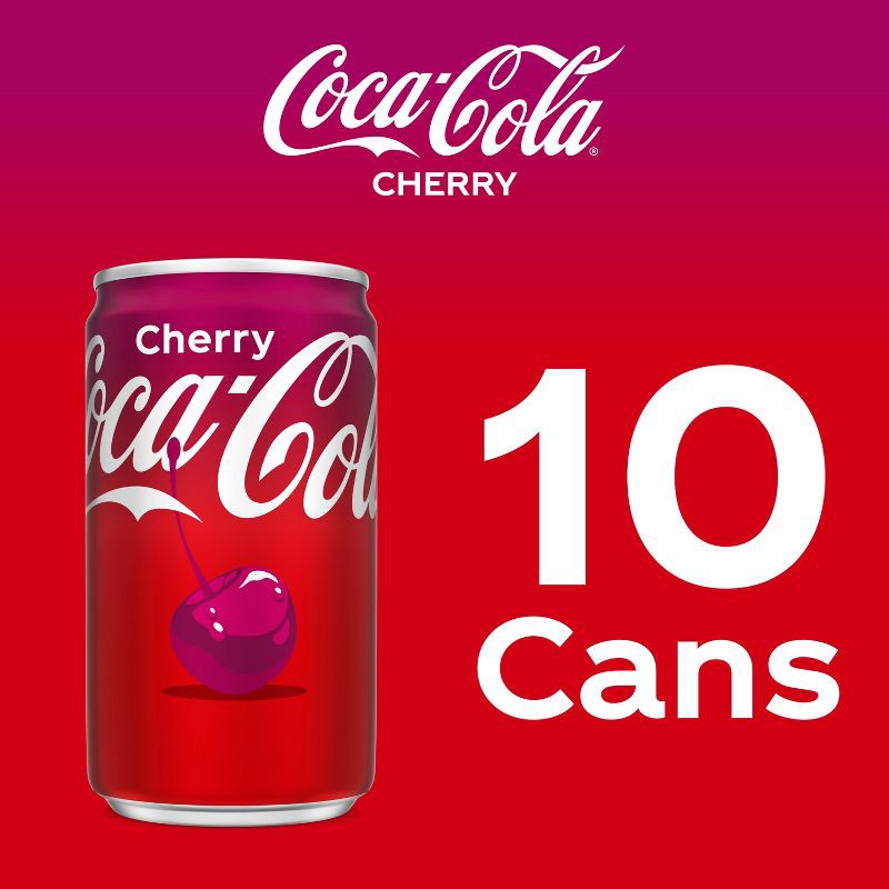 slide 6 of 8, Coca-Cola Cherry Soda - 10pk/7.5 fl oz Mini-Cans, 10 ct; 7.5 fl oz