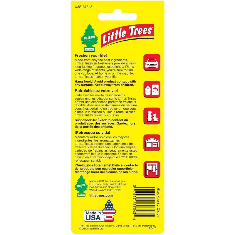 slide 3 of 4, Little Trees 3pk Blackberry Clove Air Freshener: Car Freshener, Scented Paper, Disposable, Brown, Non-Powered, 3 ct