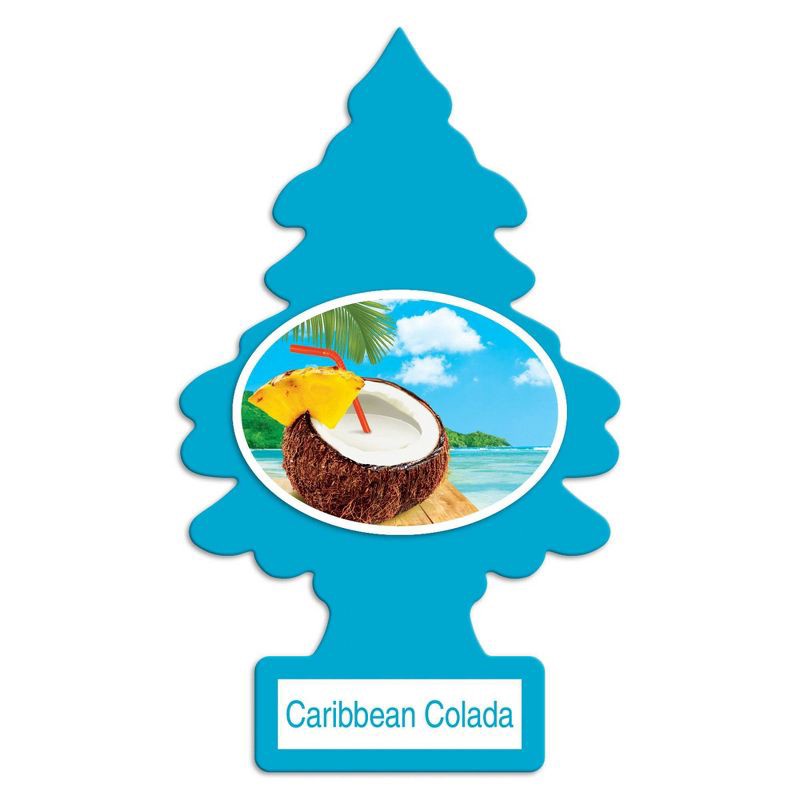 slide 4 of 5, Little Trees 6pk Caribbean Colada Air Freshener: Car Freshener, Vibrant Blue, Disposable, Solid, Non-Powered, 6 ct