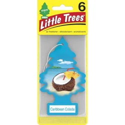 Little Trees 6pk Caribbean Colada Air Freshener: Car Freshener, Vibrant Blue, Disposable, Solid, Non-Powered