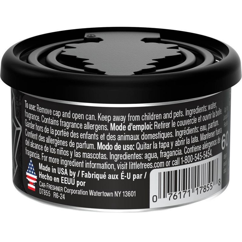 slide 3 of 7, Little Trees Black Ice Fiber Can Air Freshener: Car Freshener, Adjustable Fragrance, Non-Powered, 1.05 oz, 1.05 oz