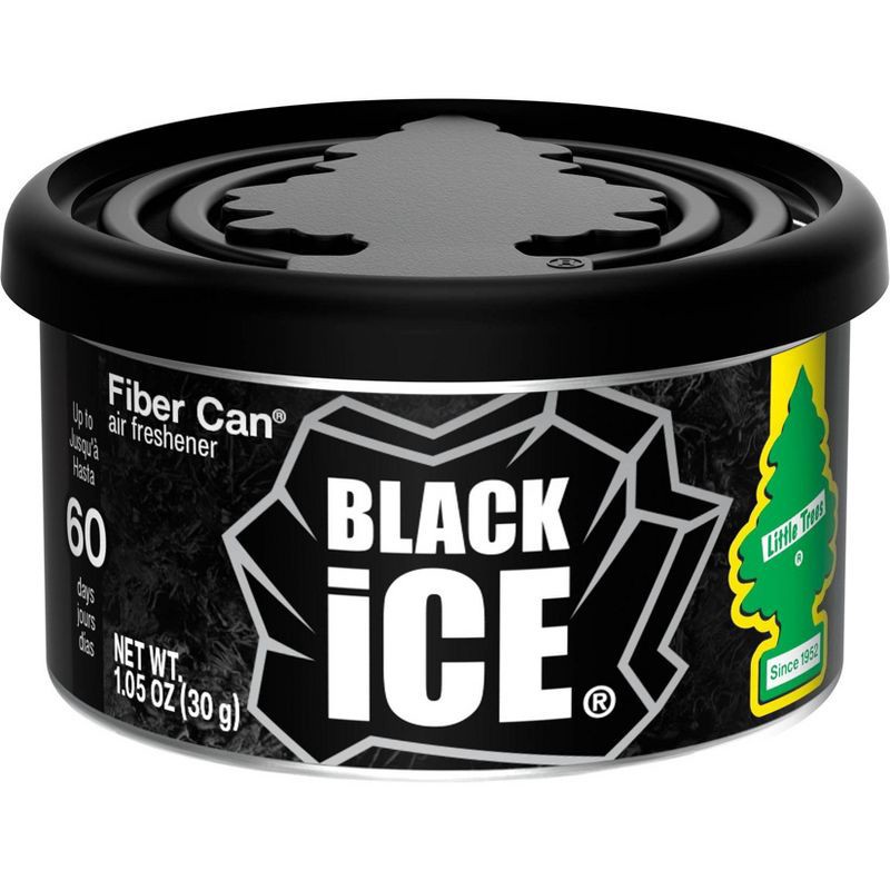 slide 1 of 7, Little Trees Black Ice Fiber Can Air Freshener: Car Freshener, Adjustable Fragrance, Non-Powered, 1.05 oz, 1.05 oz