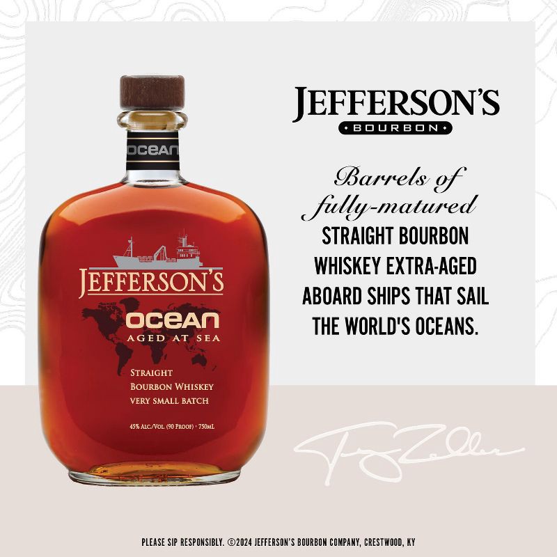 slide 3 of 12, Jefferson's Ocean Aged at Sea Bourbon Whiskey - 750ml Bottle, 750 ml