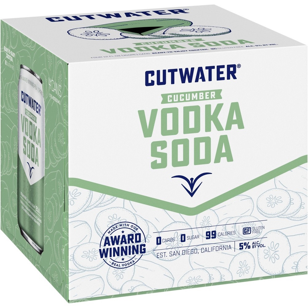 slide 2 of 5, Cutwater Spirits Cutwater Fugu Cucumber Vodka Soda Cocktail - 4pk/12 fl oz Cans, 4 ct; 12 fl oz