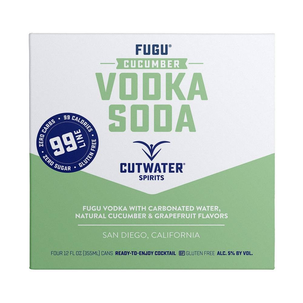 slide 3 of 4, Cutwater Spirits Cutwater Fugu Cucumber Vodka Soda Cocktail, 4 ct; 12 fl oz