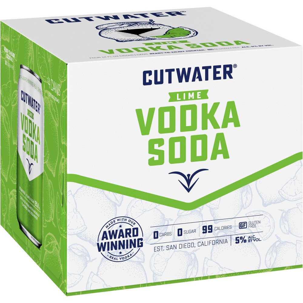 slide 3 of 4, Cutwater Spirits Cutwater Fugu Lime Vodka Soda Cocktail - 4pk/12 fl oz Cans, 4 ct; 12 fl oz