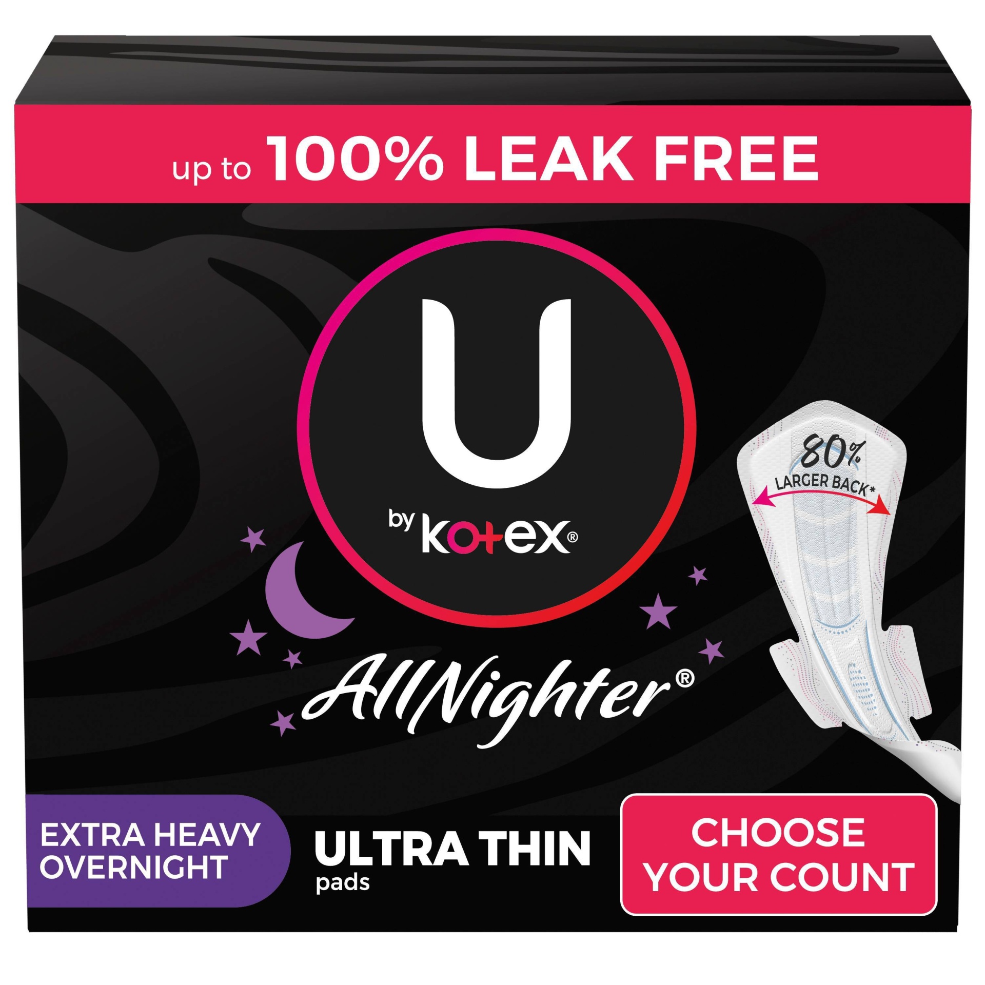 slide 1 of 8, U by Kotex AllNighter Ultra Thin Overnight Fragrance Free Pads with Wings - Extra Heavy - Unscented - 20ct, 20 ct