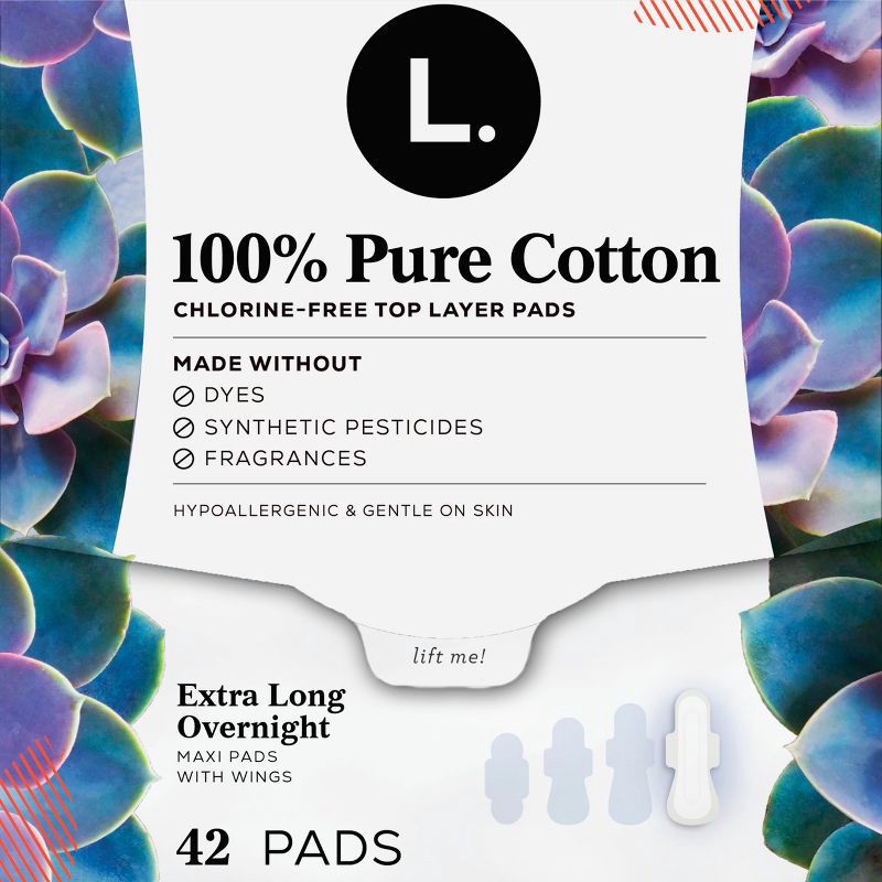 L . Organic Cotton Maxi Extra Long Overnight Pads - 20ct 20 ct