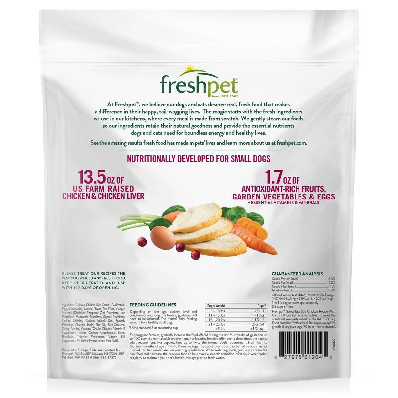 slide 2 of 3, Freshpet Select Grain Free Small Wet Dog Chicken and Vegetable Recipe Refrigerated Wet Dog Food - 1lb, 1 lb