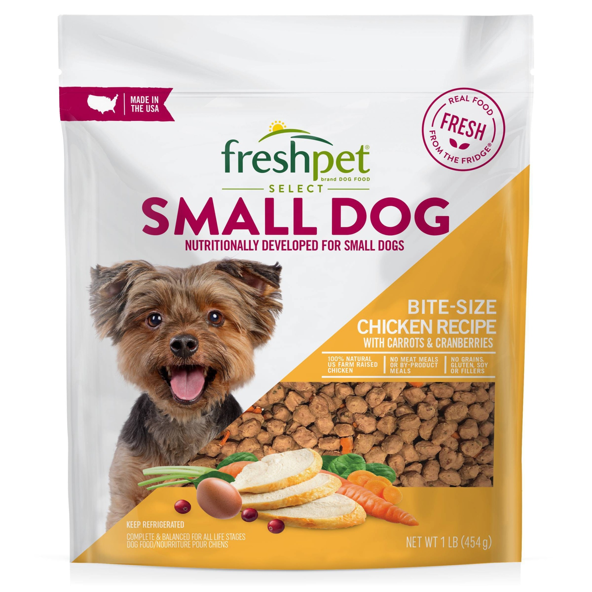 slide 1 of 3, Freshpet Select Grain Free Small Wet Dog Chicken and Vegetable Recipe Refrigerated Wet Dog Food - 1lb, 1 lb