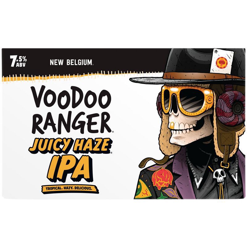 slide 11 of 11, New Belgium Voodoo Ranger Juicy Haze IPA Beer - 6pk/12 fl oz Cans, 6 ct; 12 fl oz