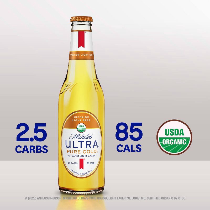 slide 5 of 10, Michelob Ultra Pure Gold Organic Light Beer - 6pk/12 fl oz Bottles, 6 ct; 12 fl oz