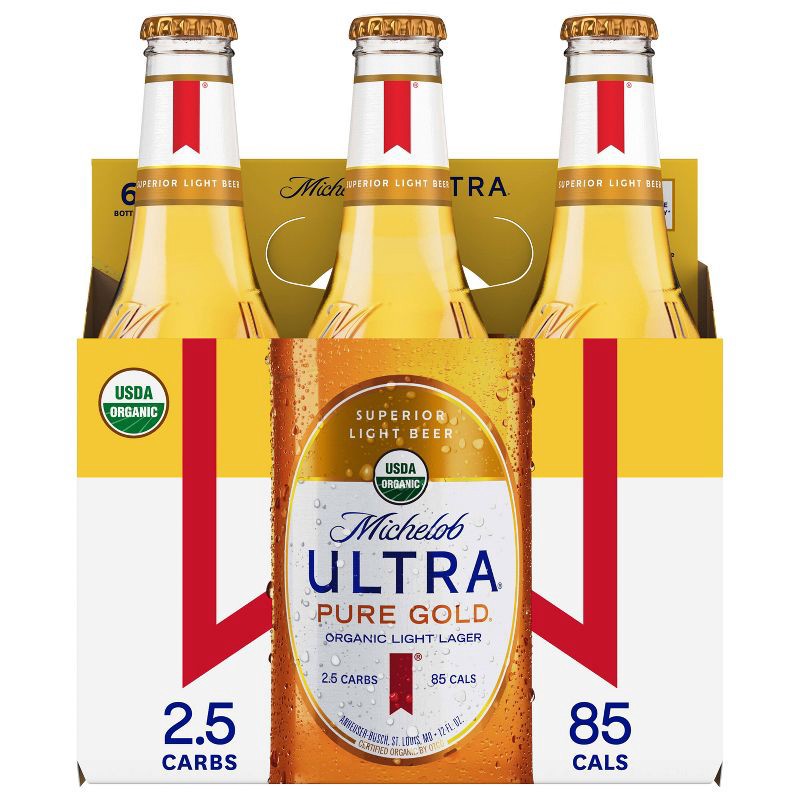 slide 9 of 10, Michelob Ultra Pure Gold Organic Light Beer - 6pk/12 fl oz Bottles, 6 ct; 12 fl oz