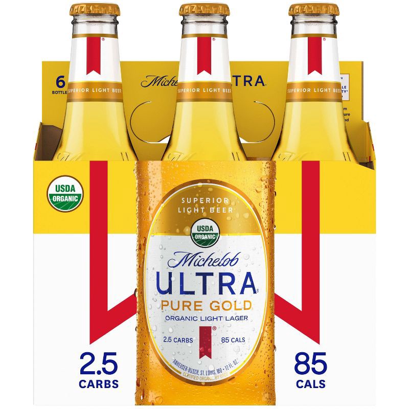 slide 9 of 12, Michelob ULTRA Pure Gold Organic Light Lager Beer - 6pk/12 fl oz Bottles, 6 ct; 12 fl oz