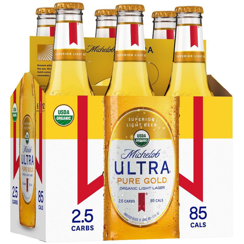 slide 10 of 10, Michelob Ultra Pure Gold Organic Light Beer - 6pk/12 fl oz Bottles, 6 ct; 12 fl oz