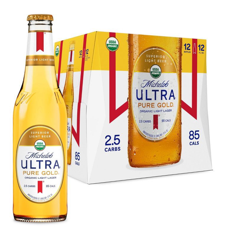 slide 1 of 11, Michelob ULTRA Pure Gold Organic American Lager Beer - 12pk/12 fl oz Bottles, 12 ct; 12 fl oz