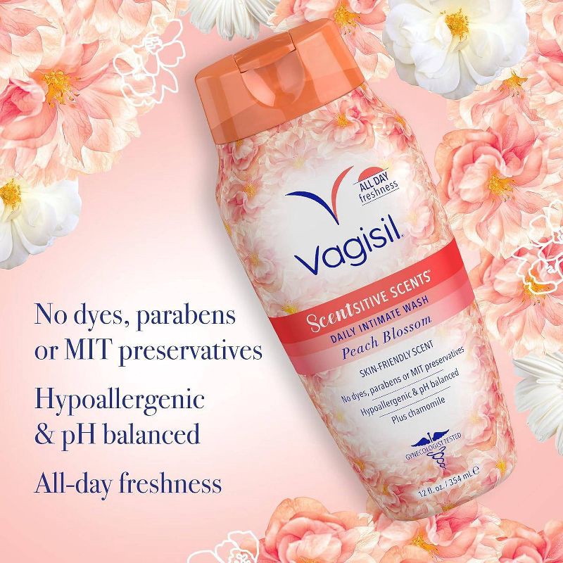 slide 3 of 6, Vagisil Sensitive Scents Daily Intimate Feminine Wash - Peach Blossom - 12oz, 12 oz