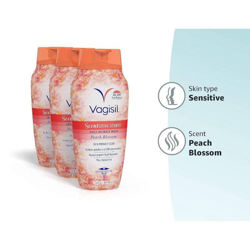 slide 6 of 6, Vagisil Sensitive Scents Daily Intimate Feminine Wash - Peach Blossom - 12oz, 12 oz