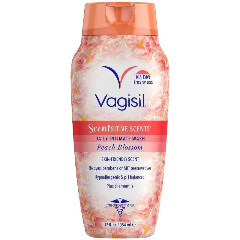 slide 1 of 6, Vagisil Sensitive Scents Daily Intimate Feminine Wash - Peach Blossom - 12oz, 12 oz