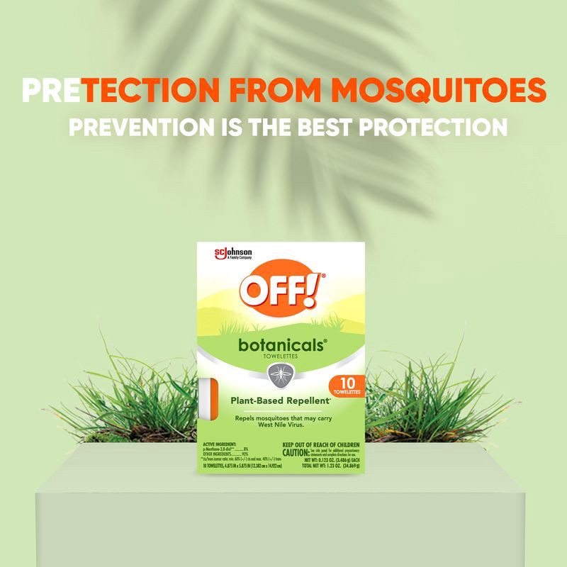 slide 5 of 14, OFF! Botanicals Mosquito Repellent Towelettes - 10ct, 10 ct
