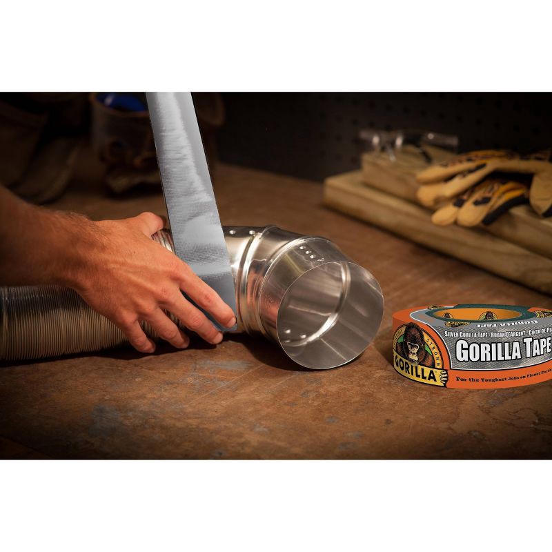 slide 2 of 4, Gorilla 10 yard Duct Tape Silver: Heavy Duty Industrial Adhesive, 1.88" Width, 30' Length, 1 ct