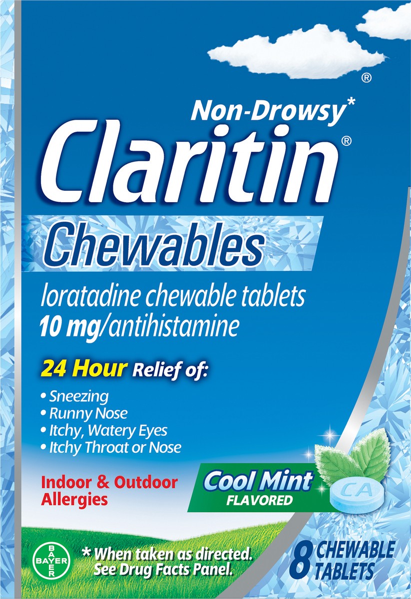 slide 7 of 9, Claritin Chew Cool Tabs 10Mg, 8 ct