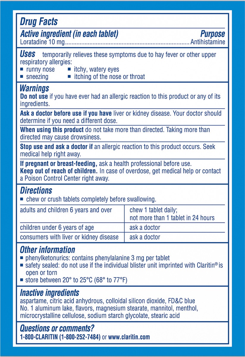 slide 9 of 9, Claritin Chew Cool Tabs 10Mg, 8 ct