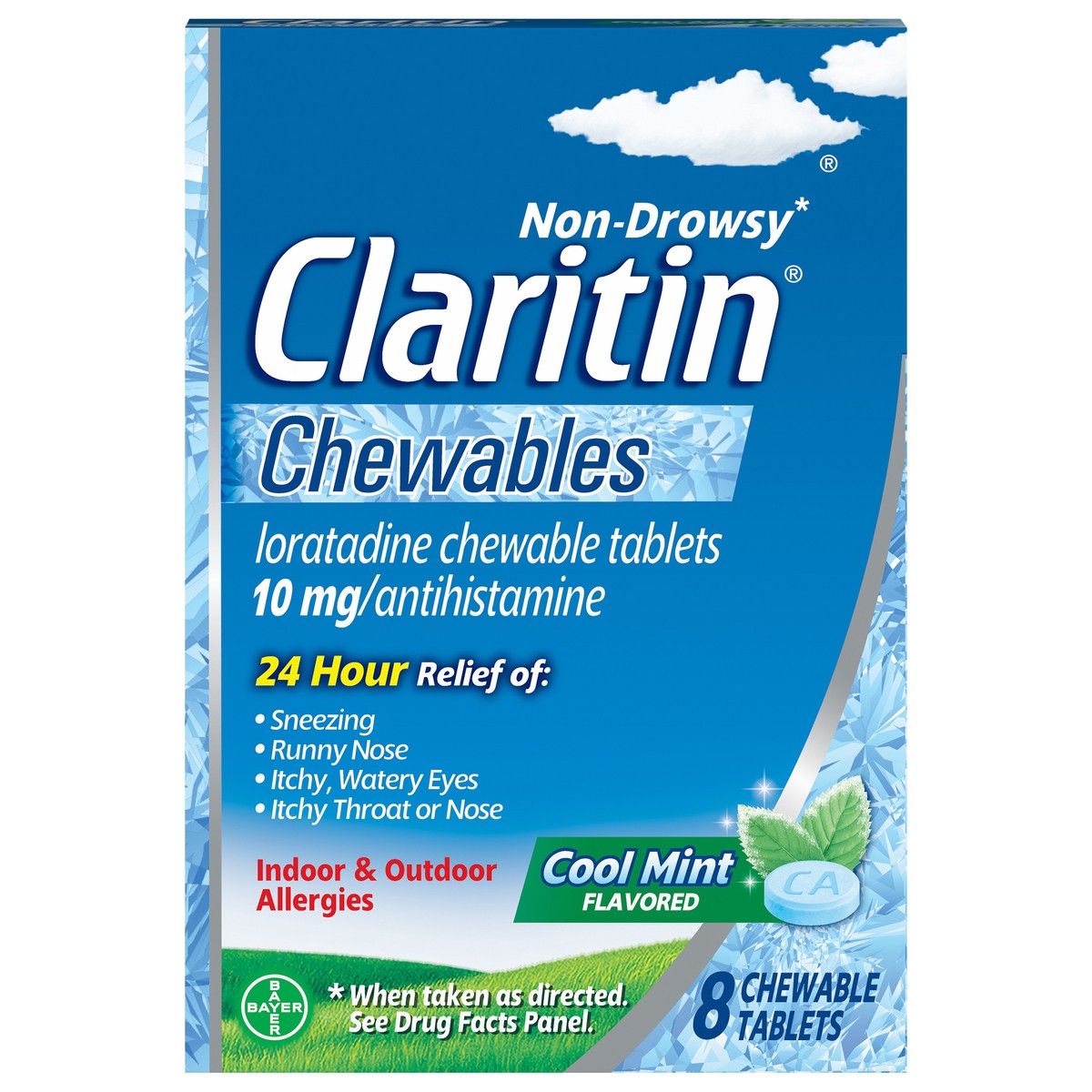 slide 4 of 9, Claritin Chew Cool Tabs 10Mg, 8 ct