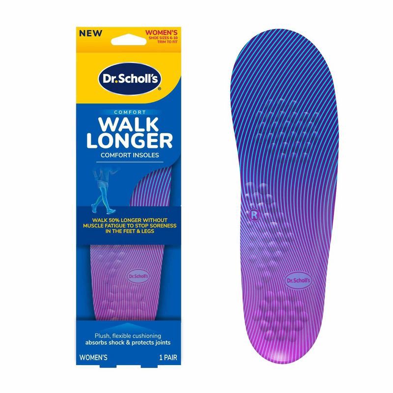 slide 1 of 10, Dr. Scholl's Walk Longer Insoles Women's Shoe Size - 1-Pair - 6-10, 1 ct