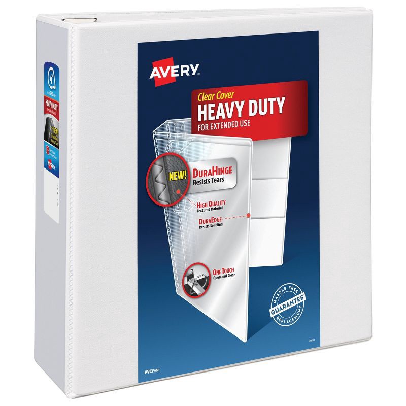 slide 1 of 5, Avery 4" 700 Sheet Heavy Duty Ring Binder White, 700 sheets